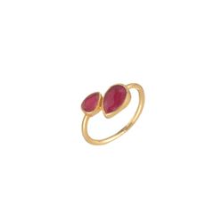 Anillo Plata Dorada Mujer ANM0054DO16RU Gota Piedra Mineral Rubí