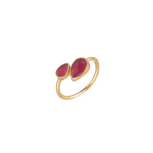 Anillo Plata Dorada Mujer ANM0054DO16RU Gota Piedra Mineral Rubí