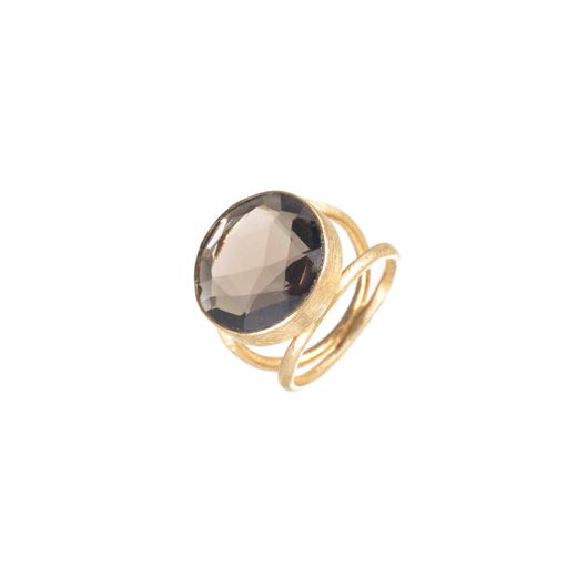 Anillo Plata Dorada Mujer ANM0055DO14CH Piedra Mineral Cuarzo Ahumado Redonda