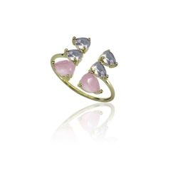 Anillo Plata Dorada Mujer ANM0061DO12CR Piedra Mineral Cuarzo Rosa