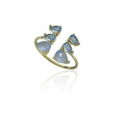 Anillo Plata Dorada Mujer ANM0061DO14CB Piedra Mineral Calcedonia Azul