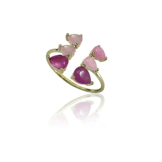 Anillo Plata Dorada Mujer ANM0061DO14RU Piedra Mineral Rubí