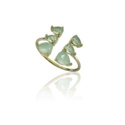 Anillo Plata Dorada Mujer ANM0061DO16CA Piedra Mineral Calcedonia