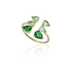 Anillo Plata Dorada Mujer ANM0061DO16GG Piedra Mineral Glass Green
