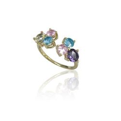 Anillo Plata Dorada Mujer ANM0062DO12AM Piedras Minerales Amatista