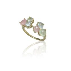 Anillo Plata Dorada Mujer ANM0062DO12CR Piedras Minerales Cuarzo Rosa