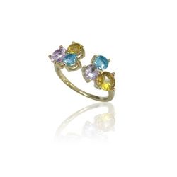 Anillo Plata Dorada Mujer ANM0062DO16CI Piedras Minerales Citrino