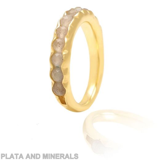 Anillo Plata Dorada Mujer ANM0065DO12PL Piedras Minerales Piedra Luna