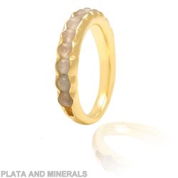Anillo Plata Dorada Mujer ANM0065DO14VA Piedras Minerales Varias