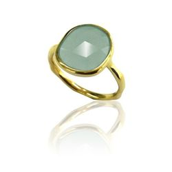 Anillo Plata Dorada Mujer ANM0067DO12CA Piedra Mineral Calcedonia