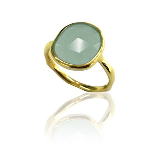 Anillo Plata Dorada Mujer ANM0067DO12CA Piedra Mineral Calcedonia