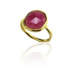 Anillo Plata Dorada Mujer ANM0067DO12RU Piedra Mineral Rubí