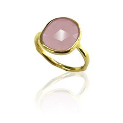 Anillo Plata Dorada Mujer ANM0067DO16CR Piedra Mineral Cuarzo Rosa
