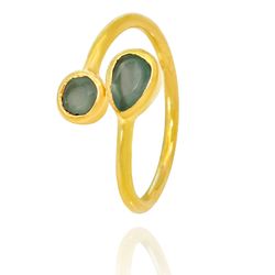 Anillo Plata Dorada Mujer ANM0071DO12CA Piedra Mineral Calcedonia