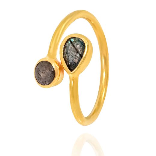 Anillo Plata Dorada Mujer ANM0071DO14LA Piedra Mineral Labradorita