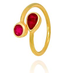 Anillo Plata Dorada Mujer ANM0071DO14RU Piedra Mineral Rubí