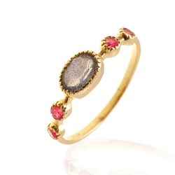 Anillo Plata Dorada Mujer ANM0072DO16LA Piedra Mineral Labradorita
