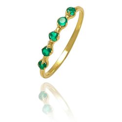 Anillo Plata Dorada Mujer ANM0075DO10OV Piedras Minerales Onix Verde