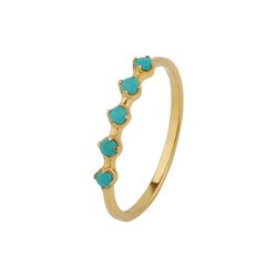 Anillo Plata Dorada Mujer ANM0075DOTU16 Piedras Minerales Turquesa