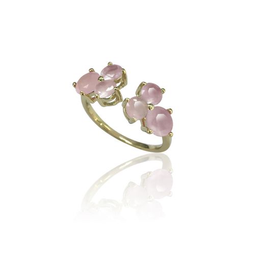 Anillo Plata Dorada Mujer ANM0076DO12CR Abierto C. Piedras Minerales Cuarzo Rosa