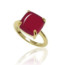 Anillo Plata Dorada Mujer ANM0080DO12RU Piedra Mineral Rubí