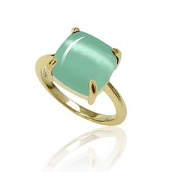 Anillo Plata Dorada Mujer ANM0080DO14CA Piedra Mineral Calcedonia