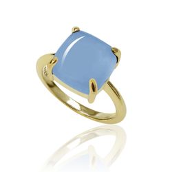 Anillo Plata Dorada Mujer ANM0080DO14CB Piedra Mineral Calcedonia Azul