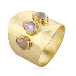 Anillo Plata Dorada Mujer ANM0093DO12PL Piedra Mineral Turquesa