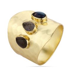 Anillo Plata Dorada Mujer ANM0093DO14LA Piedra Mineral Labradorita