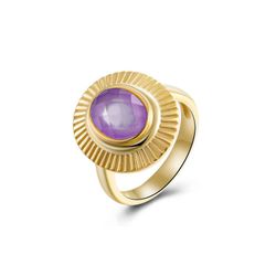 Anillo Plata Dorada Mujer ANM0110DOAM16 Piedra Mineral Amatista Ovalada