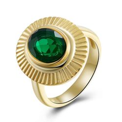 Anillo Plata Dorada Mujer ANM0110DOOV10 Piedra Mineral Onix Verde Ovalada