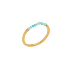 Anillo Plata Dorada Mujer ANM0135DOAZ14 Piedras Minerales Amazonita
