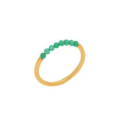 Anillo Plata Dorada Mujer ANM0135DOOV12 Piedras Minerales Verdes