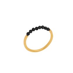 Anillo Plata Dorada Mujer ANM0135DOOX16 Piedras Minerales Onix Negro