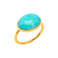 Anillo Plata Dorada Mujer ANM0139DOAZ12 Piedra Mineral Amazonita Ovalada