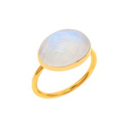 Anillo Plata Dorada Mujer ANM0139DOPL18 Piedra Mineral Piedra Luna Ovalada