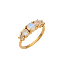 Anillo Plata Dorada Mujer ANM0140DOPL16 Piedras Minerales Piedra Luna