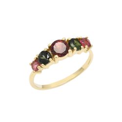 Anillo Plata Dorada Mujer ANM0140DOTR12 Piedras Minerales Turmalina