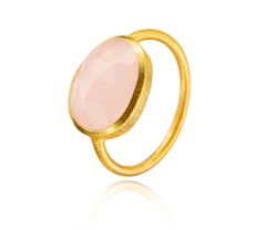 Anillo Plata Dorada Mujer ANM0145DOCR12 Piedra Mineral Cuarzo Rosa Ovalada