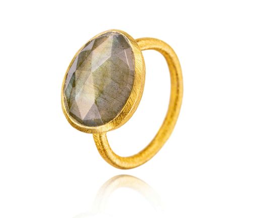 Anillo Plata Dorada Mujer ANM0145DOLA10 Piedra Mineral Labradorita Ovalada