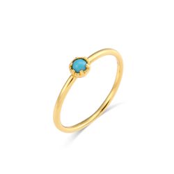 Anillo Plata Dorada Mujer ANM0146DOTU16 Piedra Mineral Turquesa