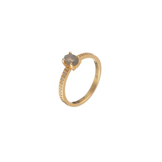 Anillo Plata Dorada Mujer ANM0148DOLA10 Circonitas & Piedra Mineral Labradorita