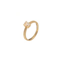 Anillo Plata Dorada Mujer ANM0148DOPL10 Circonitas & Piedra Mineral Piedra Luna