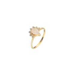 Anillo Plata Dorada Mujer ANM0150DOPL16 Piedras Minerales Turmalina Verde Bicolor Rosa