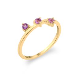 Anillo Plata Dorada Mujer ANM0169DOAM10 3 Piedras Mineral Amatista