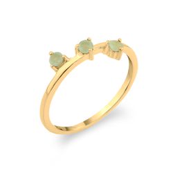 Anillo Plata Dorada Mujer ANM0169DOCA16 3 Piedras Mineral Calcedonia