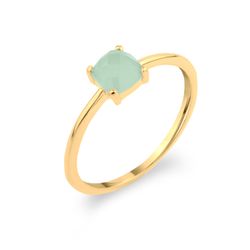Anillo Plata Dorada Mujer ANM0170DOCA18 Piedra Mineral Cuadrada Calcedonia