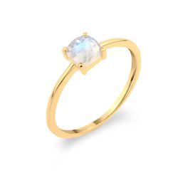 Anillo Plata Dorada Mujer ANM0170DOPL12 Piedra Mineral Cuadrada Piedra Luna