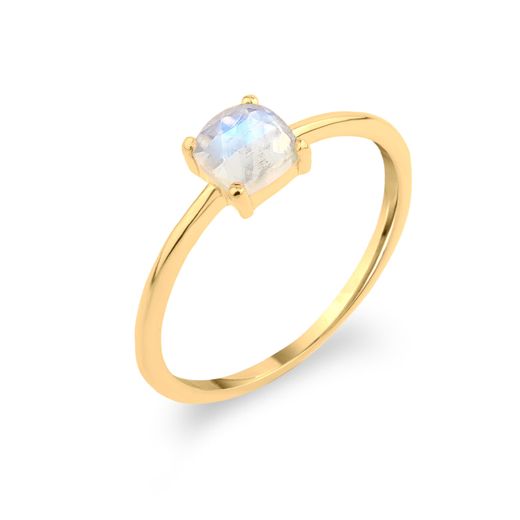 Anillo Plata Dorada Mujer ANM0170DOPL12 Piedra Mineral Cuadrada Piedra Luna