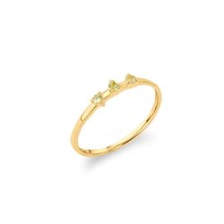 Anillo Plata Dorada Mujer ANM0173DOPE18 3 Piedras Naturales Peridot